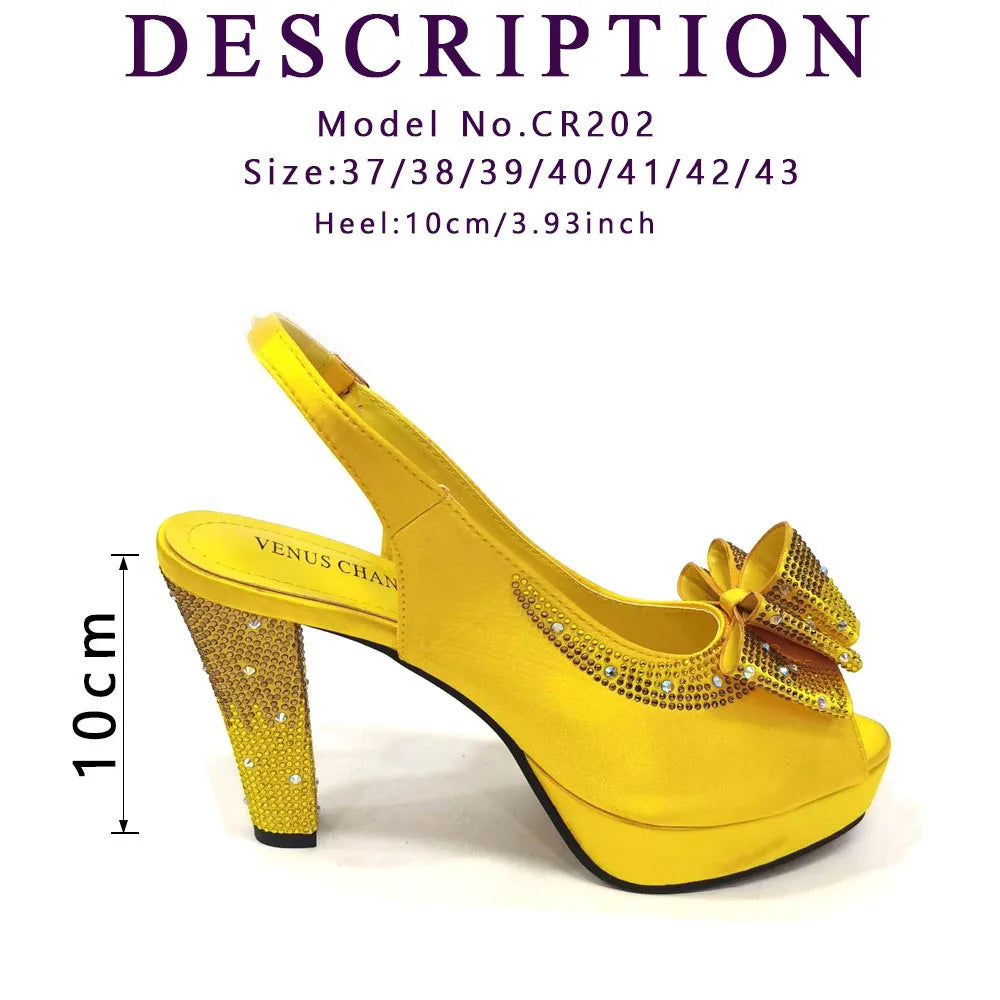 Thin Heels Ladies Shoes and Bag Matching Bag Set For Women Wedding Party. - Maison Novaire #