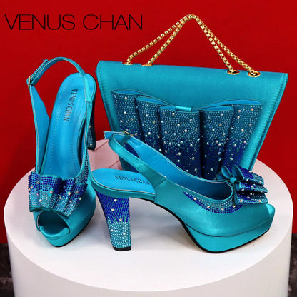 Thin Heels Ladies Shoes and Bag Matching Bag Set For Women Wedding Party. - Maison Novaire #