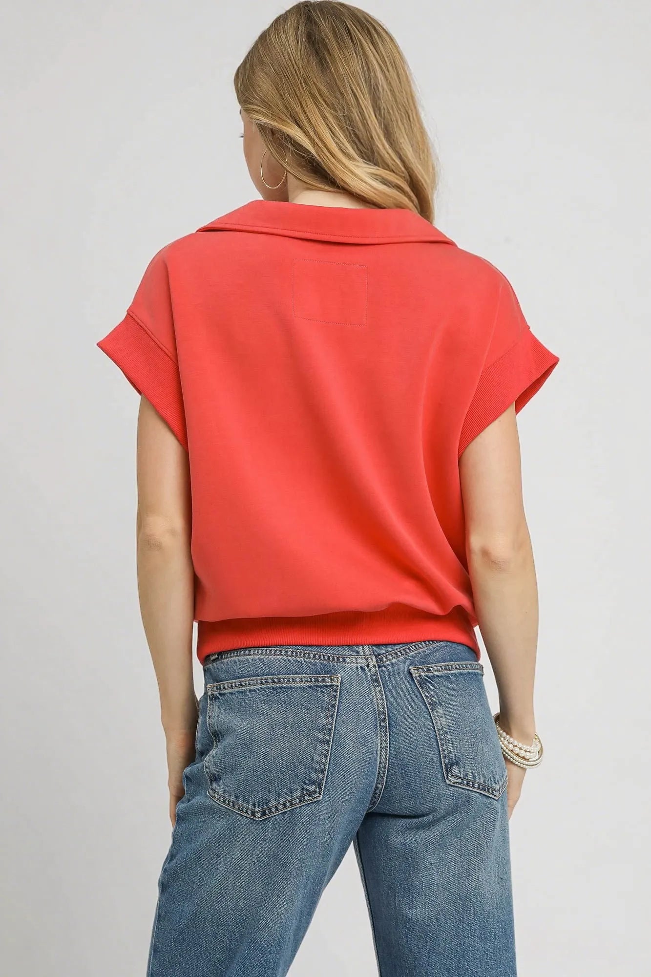 Umgee Luxe Knit Collared Short Sleeve Polo Sweatshirt. - Maison Novaire #