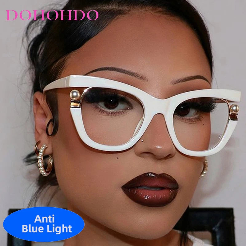 Unisex  Vintage Designer Pearl Cat Eye Optical Glasses - BLAKESTORE-NG