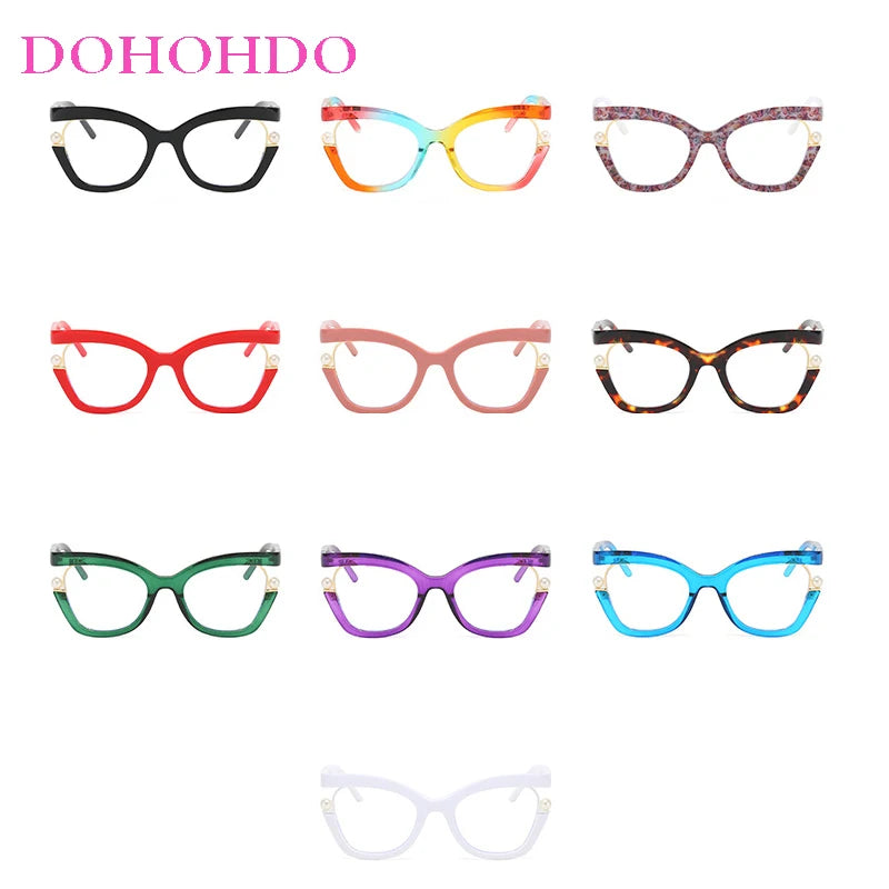 Unisex  Vintage Designer Pearl Cat Eye Optical Glasses - BLAKESTORE-NG