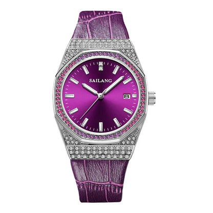 Violet Luxury Diamond Women’s Watch | Waterproof Luminous Wristwatch - Maison Novaire #