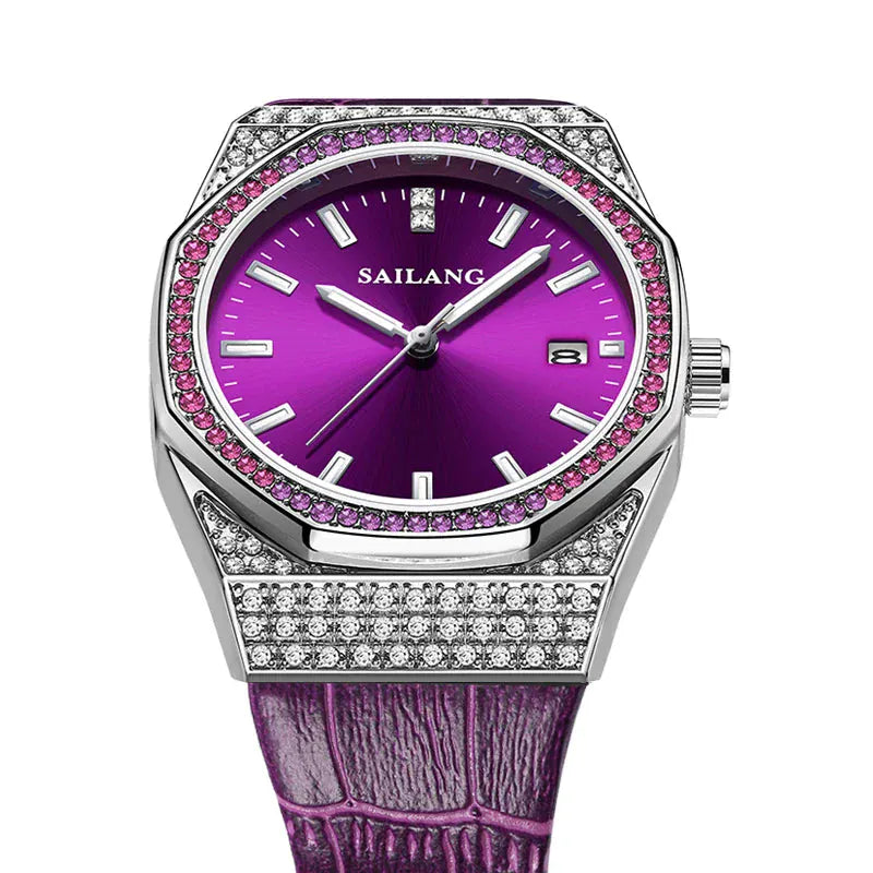 Violet Luxury Diamond Women’s Watch | Waterproof Luminous Wristwatch - Maison Novaire #