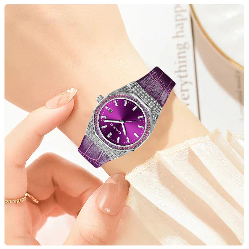 Violet Luxury Diamond Women’s Watch | Waterproof Luminous Wristwatch - Maison Novaire #