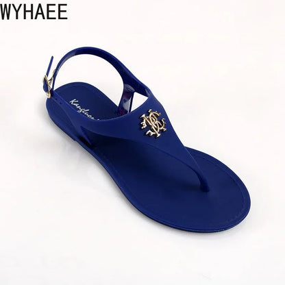 Women Summer Sandals Open Toe Jelly Flip Flops Non-slip Buckle Flat Sandals. - Maison Novaire #