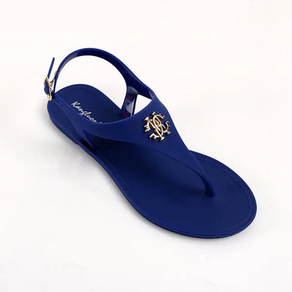 Women Summer Sandals Open Toe Jelly Flip Flops Non-slip Buckle Flat Sandals. - Maison Novaire #