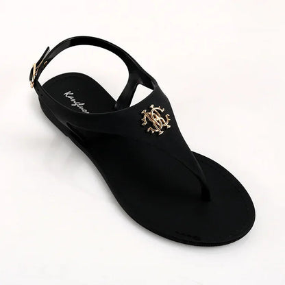 Women Summer Sandals Open Toe Jelly Flip Flops Non-slip Buckle Flat Sandals. - Maison Novaire #