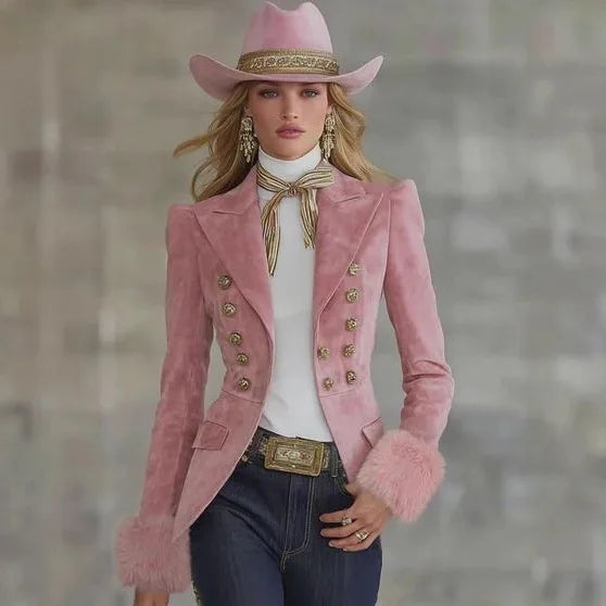 Women Turn Down Collared Jacket | Slim Fit Streetwear 2026 pink