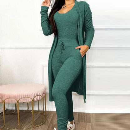 Women's Highwaist Jumpsuit with Cardigan Cover - Maison Novaire #