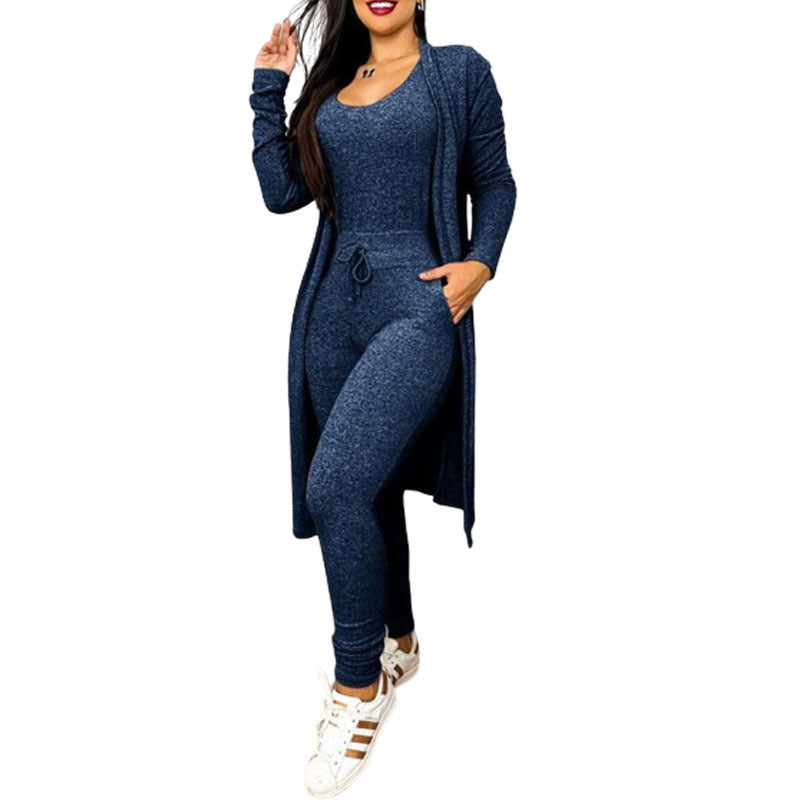 Women's Highwaist Jumpsuit with Cardigan Cover - Maison Novaire #