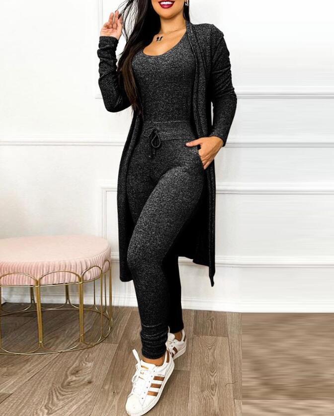 Women's Highwaist Jumpsuit with Cardigan Cover - Maison Novaire #