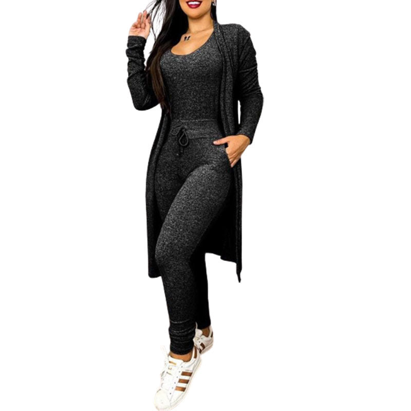 Women's Highwaist Jumpsuit with Cardigan Cover - Maison Novaire #