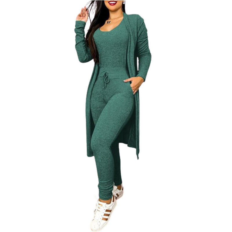 Women's Highwaist Jumpsuit with Cardigan Cover - Maison Novaire #