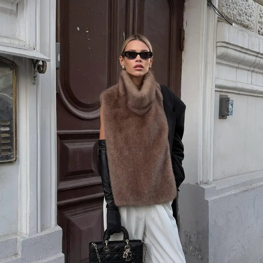 Women's Lace-Up Wool Coat | Furry Lapel Belted Short Jacket | Autumn Winter - Maison Novaire #