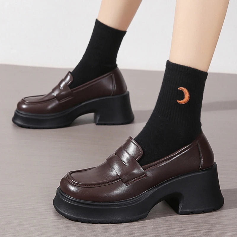 Women's Loafers Spring British Style Slip On Platform Shoes for Women. - Maison Novaire #