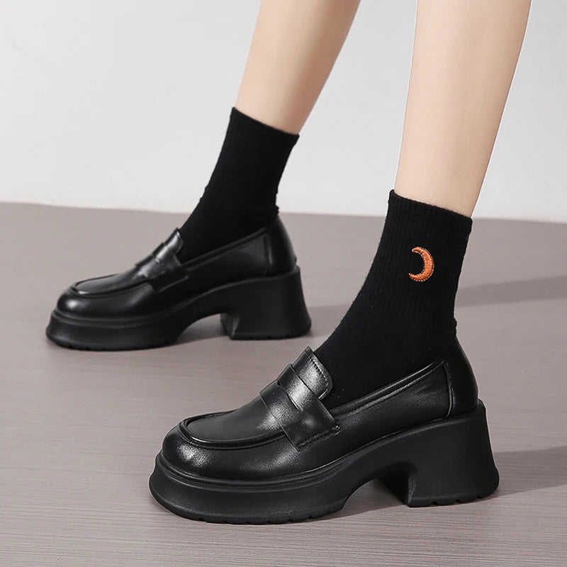 Women's Loafers Spring British Style Slip On Platform Shoes for Women. - Maison Novaire #