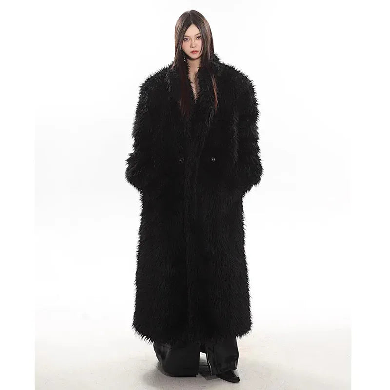 Women’s Luxury Faux Fox Fur Coat – Winter Warm Long Plush Trench Coat - Maison Novaire #