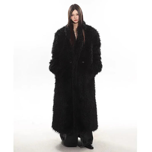 Women’s Luxury Faux Fox Fur Coat – Winter Warm Long Plush Trench Coat - Maison Novaire #