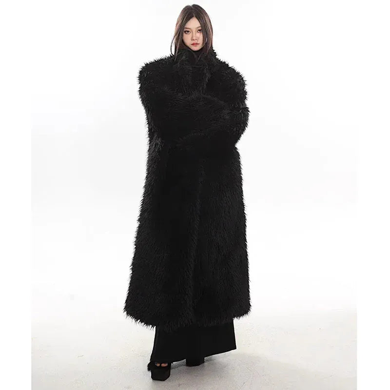 Women’s Luxury Faux Fox Fur Coat – Winter Warm Long Plush Trench Coat - Maison Novaire #