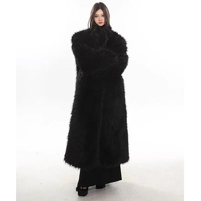Women’s Luxury Faux Fox Fur Coat – Winter Warm Long Plush Trench Coat - Maison Novaire #