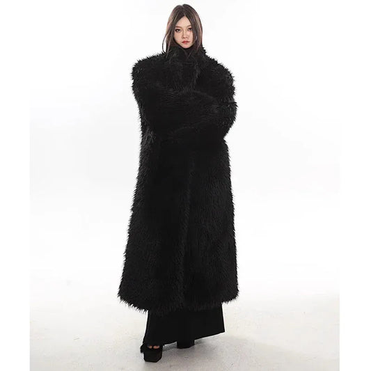 Women’s Luxury Faux Fox Fur Coat – Winter Warm Long Plush Trench Coat - Maison Novaire #