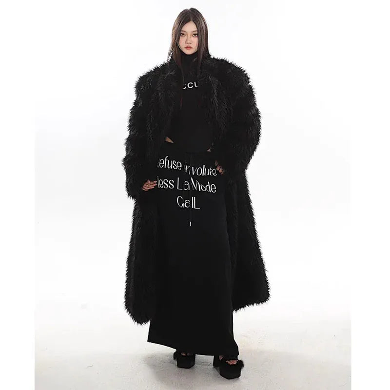 Women’s Luxury Faux Fox Fur Coat – Winter Warm Long Plush Trench Coat - Maison Novaire #