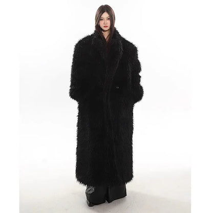 Women’s Luxury Faux Fox Fur Coat – Winter Warm Long Plush Trench Coat - Maison Novaire #