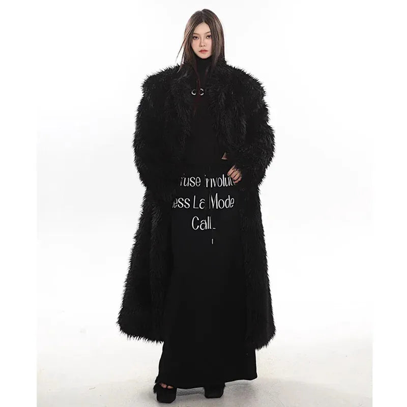 Women’s Luxury Faux Fox Fur Coat – Winter Warm Long Plush Trench Coat - Maison Novaire #