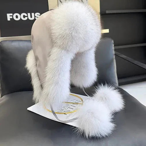 Women’s Real Fox Fur Hat - Maison Novaire #