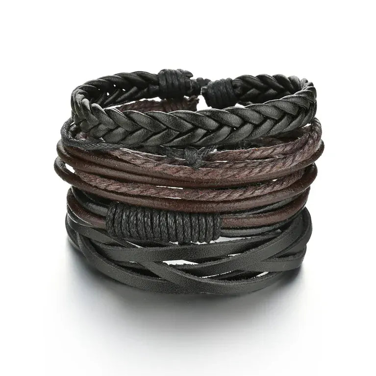 BLAKESTORE-NG Bracelet 1 Multilayer Black Leather Bracelets & Bangles for Men.