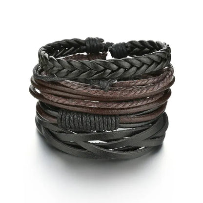 BLAKESTORE-NG Bracelet 1 Multilayer Black Leather Bracelets & Bangles for Men.