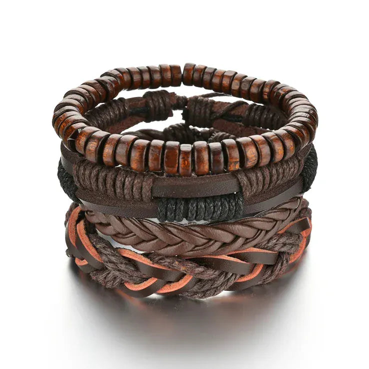 BLAKESTORE-NG Bracelet 5 Multilayer Black Leather Bracelets & Bangles for Men.