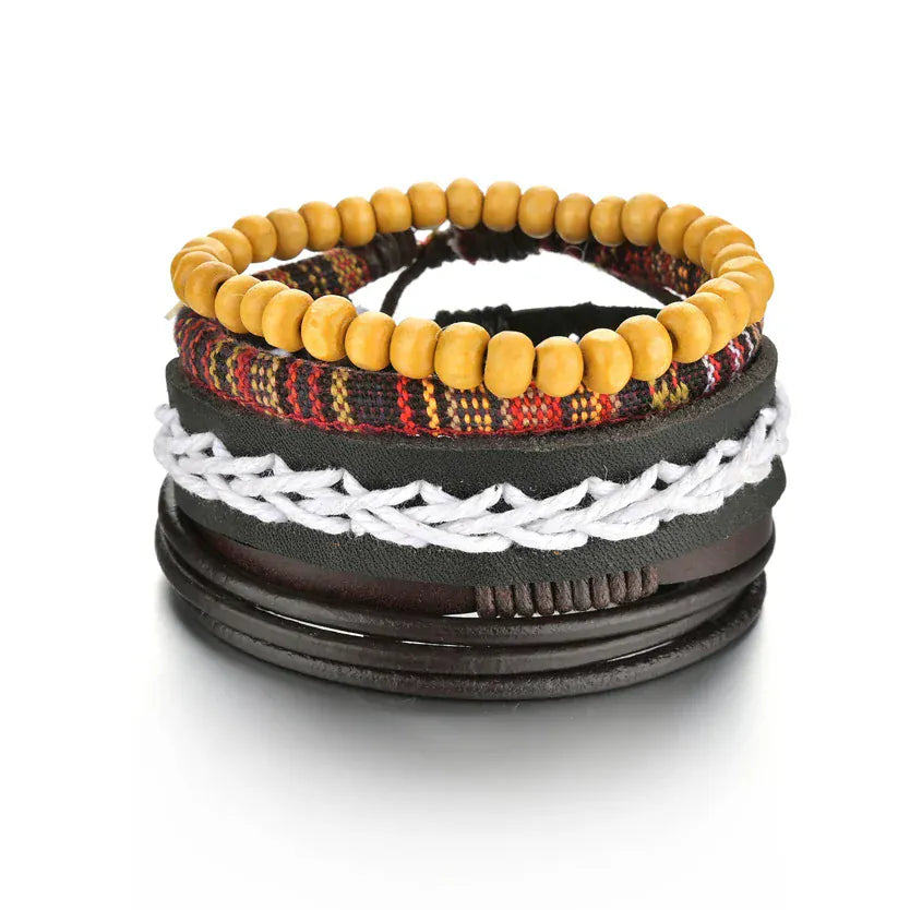 BLAKESTORE-NG Bracelet 9 Multilayer Black Leather Bracelets & Bangles for Men.
