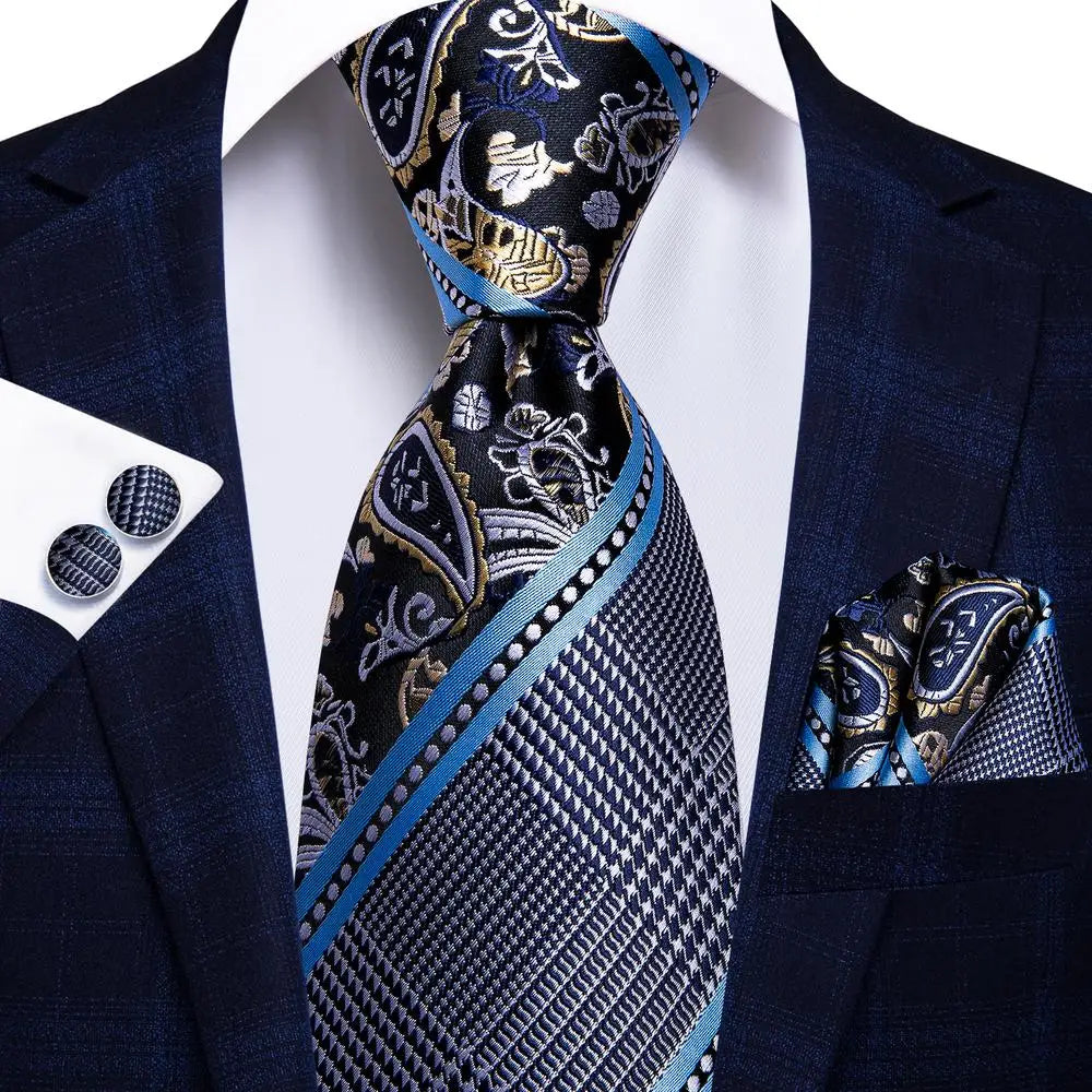 BLAKESTORE-NG Necktie 1641 Hi-Tie Black Paisley Silk Tie 8.5cm | 100% Silk Men’s Formal Luxury Necktie for Wedding Business Party