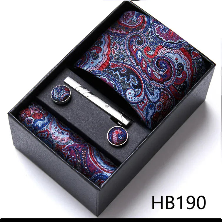 BLAKESTORE-NG Necktie HB190 Green Necktie Set with Hanky Cufflinks & Tie Clip | 7.5cm Business Formal Tie Gift Box for Men Wedding Party