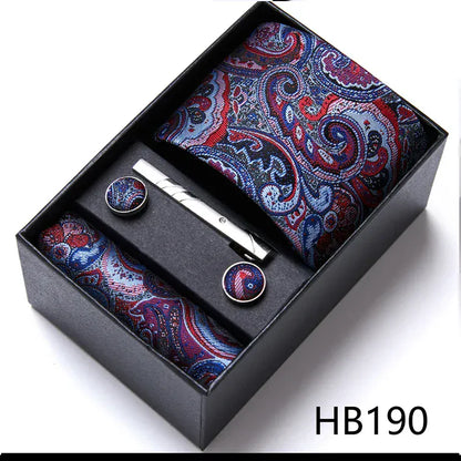 BLAKESTORE-NG Necktie HB190 Green Necktie Set with Hanky Cufflinks & Tie Clip | 7.5cm Business Formal Tie Gift Box for Men Wedding Party