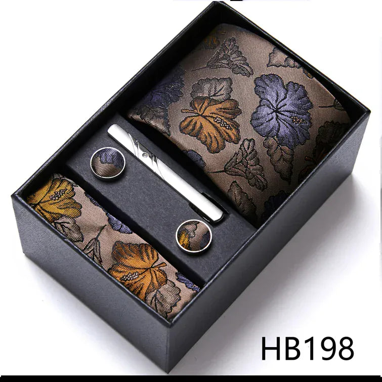 BLAKESTORE-NG Necktie HB198 Green Necktie Set with Hanky Cufflinks & Tie Clip | 7.5cm Business Formal Tie Gift Box for Men Wedding Party