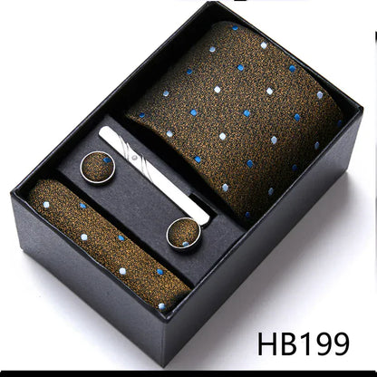 BLAKESTORE-NG Necktie HB199 Green Necktie Set with Hanky Cufflinks & Tie Clip | 7.5cm Business Formal Tie Gift Box for Men Wedding Party