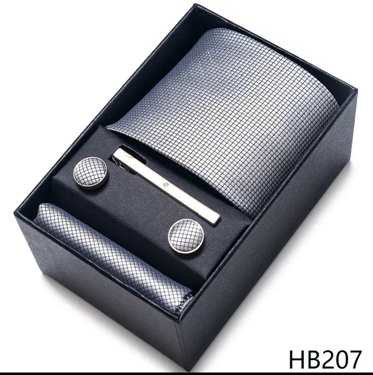 BLAKESTORE-NG Necktie HB207 Green Necktie Set with Hanky Cufflinks & Tie Clip | 7.5cm Business Formal Tie Gift Box for Men Wedding Party