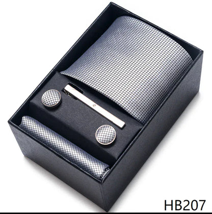 BLAKESTORE-NG Necktie HB207 Green Necktie Set with Hanky Cufflinks & Tie Clip | 7.5cm Business Formal Tie Gift Box for Men Wedding Party