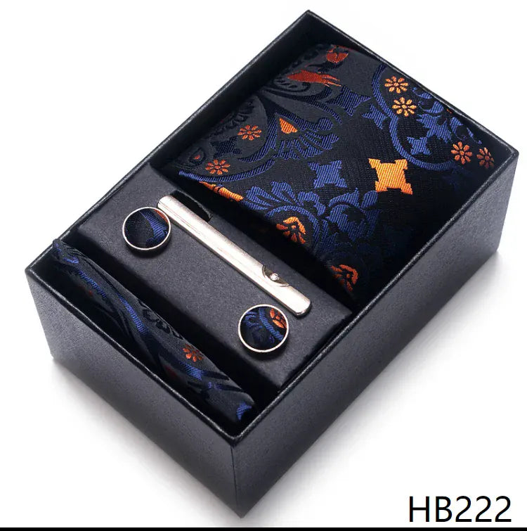 BLAKESTORE-NG Necktie HB222 Green Necktie Set with Hanky Cufflinks & Tie Clip | 7.5cm Business Formal Tie Gift Box for Men Wedding Party