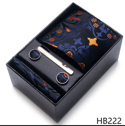 BLAKESTORE-NG Necktie HB222 Green Necktie Set with Hanky Cufflinks & Tie Clip | 7.5cm Business Formal Tie Gift Box for Men Wedding Party