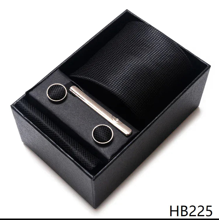 BLAKESTORE-NG Necktie HB225 Green Necktie Set with Hanky Cufflinks & Tie Clip | 7.5cm Business Formal Tie Gift Box for Men Wedding Party