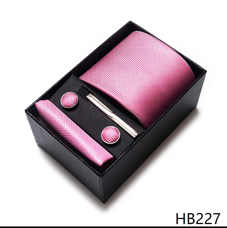 BLAKESTORE-NG Necktie HB227 Green Necktie Set with Hanky Cufflinks & Tie Clip | 7.5cm Business Formal Tie Gift Box for Men Wedding Party