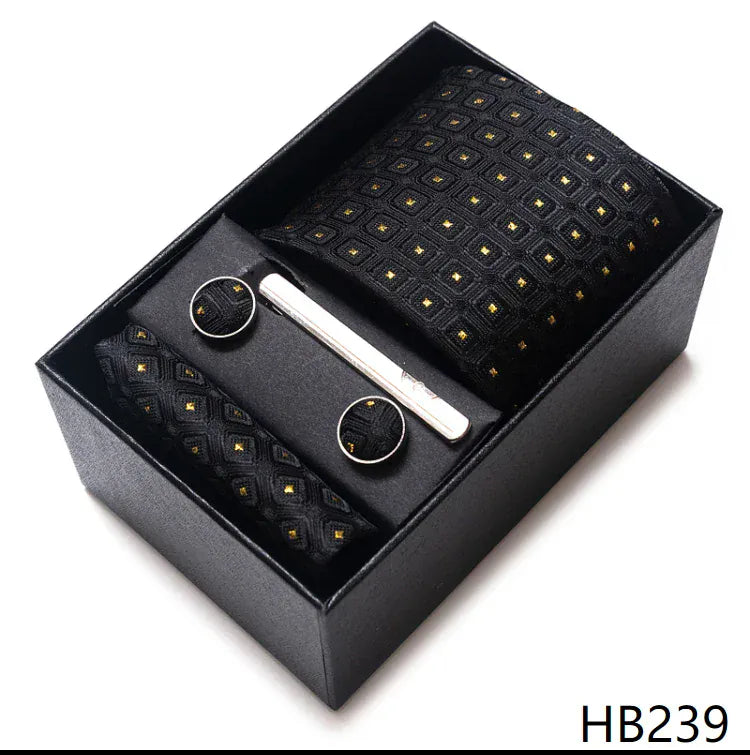 BLAKESTORE-NG Necktie HB239 Green Necktie Set with Hanky Cufflinks & Tie Clip | 7.5cm Business Formal Tie Gift Box for Men Wedding Party