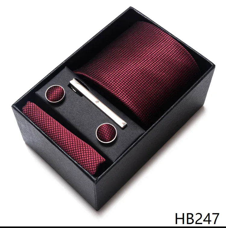 BLAKESTORE-NG Necktie HB247 Green Necktie Set with Hanky Cufflinks & Tie Clip | 7.5cm Business Formal Tie Gift Box for Men Wedding Party