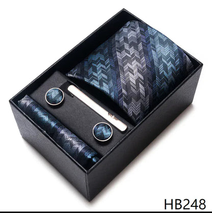 BLAKESTORE-NG Necktie HB248 Green Necktie Set with Hanky Cufflinks & Tie Clip | 7.5cm Business Formal Tie Gift Box for Men Wedding Party