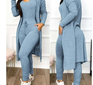 Women's Highwaist Jumpsuit with Cardigan Cover