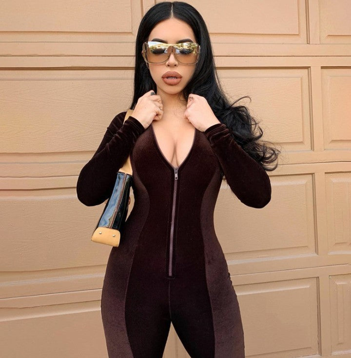 Women Long Sleeve Skinny Jumpsuit